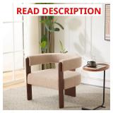 Light Camel Boucle Arm Chair with Wood Legs