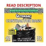 Ultrasac 42 gal Heavy Duty Bags, Black