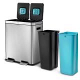 15.8 Gal Stainless Steel Dual-Compartment Bin