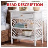Tiaret White Rattan 1-Drawer Nightstand