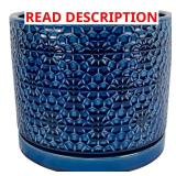 10 in. D Ceramic Amelia Flower Pot Blue **DAMAGED