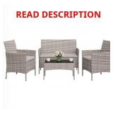 Garvee 4PC Gray Rattan Patio Set