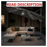 Dark Gray Solar LED Cantilever Umbrella