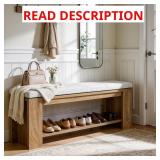 Brown Wood Entryway Bench with Storage