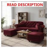 Camdany 63" Rolled Arm Velvet Sectional Sofa