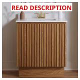 Precine 31in Teak Bath Vanity w/ White Top