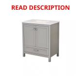 Solid Wood 30 in. Freestanding Gray Vanity