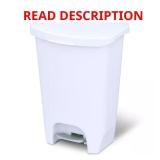 13 Gal White Step-On Trash Can with Odor Lid