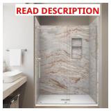 32x60x84 in Stone Alcove Kit, Nickel Door