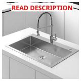 30x19 in. Stainless Steel Sink with Drain