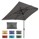 Rectangular Steel Solar Market Umbrella, Grey