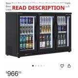 Beer Back Bar Cooler 3 Glass Doors, NSF