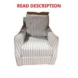 White and blue pinstripe swivel rocking chair