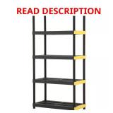 5-Tier Plastic Garage Shelving Unit, Black 4 x bi