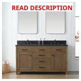 Jasper 60" Double Sink Vanity, Limestone Top inte