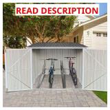 Outdoor Metal Storage Shed for 4 Bikes, Grey 1 bo