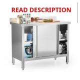 ROVSUN Stainless Steel Prep Table with Doors
