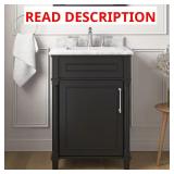 Aberdeen 24 in. Black Vanity w/ Carrara Top