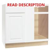 Hampton 36"W Blind Base Cabinet, Satin White
