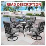 Black Metal Patio Dining Set with Table