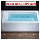 60 in. Whirlpool Heated Bathtub, White