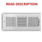 12 in. x 4 in. 3-Way Steel Register, White