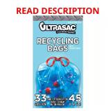 33 Gal Blue Recycling Bags, Drawstring