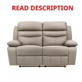 Edelia 64 in. W Latte Leather Manual Loveseat