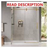 Sliding Shower Door, Brushed Gold, 3/8" Glass