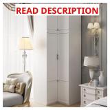 White Wood 35.4 in. W 6-Door Corner Wardrobe