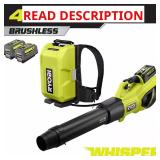 40V HP Blower, Backpack Battery, 2x6Ah