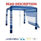 Beach Cabana, Navy Stripes, 8x8 ft, UPF 50+