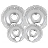 4 Pack Chrome Drip Pans for Whirlpool/Kenmore