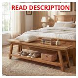 63 in. L Solid Wood Dining Bench with Shelf