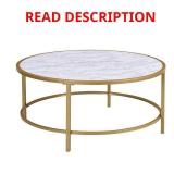 Verazano 36 in. Gold Marble Coffee Table