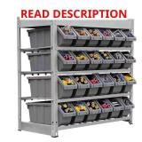 Gray 4-Tier Bin Storage Rack