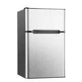 20" Mini Fridge, Silver, Freezer, 7-Temp