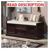 Espresso Entryway Storage Bench with Drawers