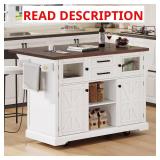 (MISSING 1 of 2) White Wood 54.9 in Kitchen Islan