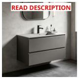 36 in Bath Vanity, Gray, Wall Mounted