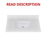 Quartz White Vanity Top with Center Sink