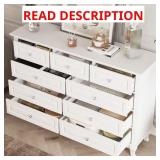 White Wood 9-Drawer Dresser, 37x55.1x15.7 in (box