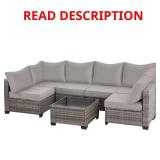 Gray 7-Piece Wicker Patio Sectional Set