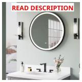 BONIE 28 in. Round LED Mirror Matte Black