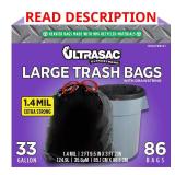 33 Gal Black Drawstring Trash Bags 86-Count