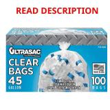 45-Gal Clear Trash Bags (100)