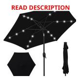 Black 7.5 ft Solar Patio Umbrella with LEDs