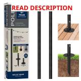 Two 10 ft. String Light Poles, Black