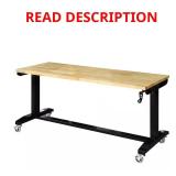 62W x24D Adjustable Wood Top Workbench Black