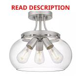 Huxby 13 in. 3-Light Brushed Nickel Semi-Flush
